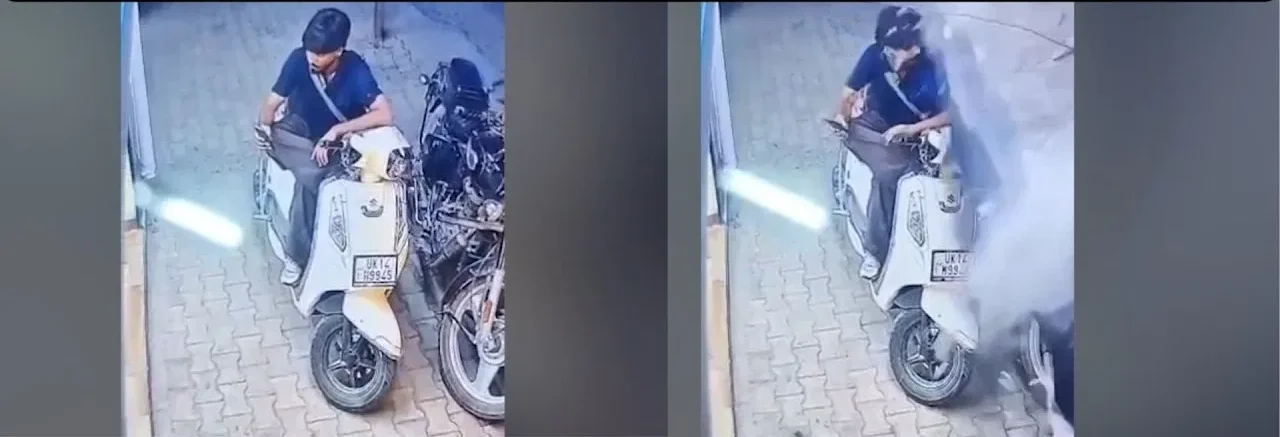ऋषिकेश में मोबाइल में मग्न स्कूटी सवार पर गिरा छज्जा, बाल-बाल बची जान