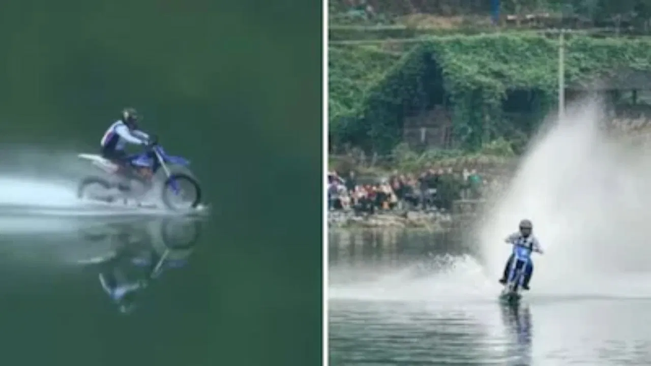 चीन के उद्यमी ने 40.74 किमी पानी पर मोटरसाइकिल चलाकर गिनीज वर्ल्ड रिकॉर्ड बनाया