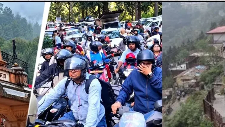 छुट्टियों में उत्तराखंड‑हिमाचल में सैलानियों का सैलाब, ट्रैफिक जाम से गाड़ियां फँसीं