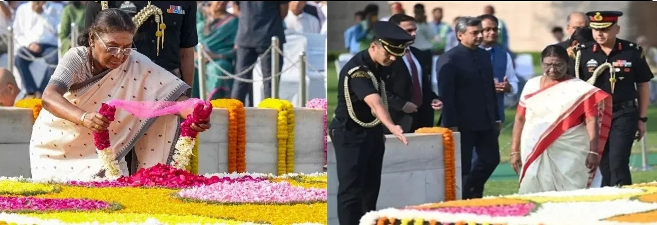 राष्ट्रपति द्रौपदी मुर्मू ने गांधी जयंती पर राजघाट में बापू को श्रद्धांजलि