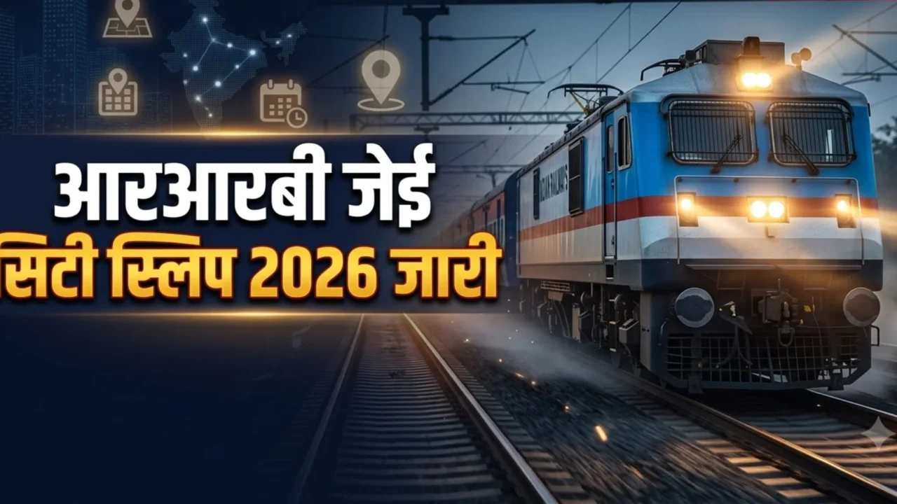RRB JE CBT-1 2026 की सिटी स्लिप जारी, 27 अक्टूबर को परीक्षा